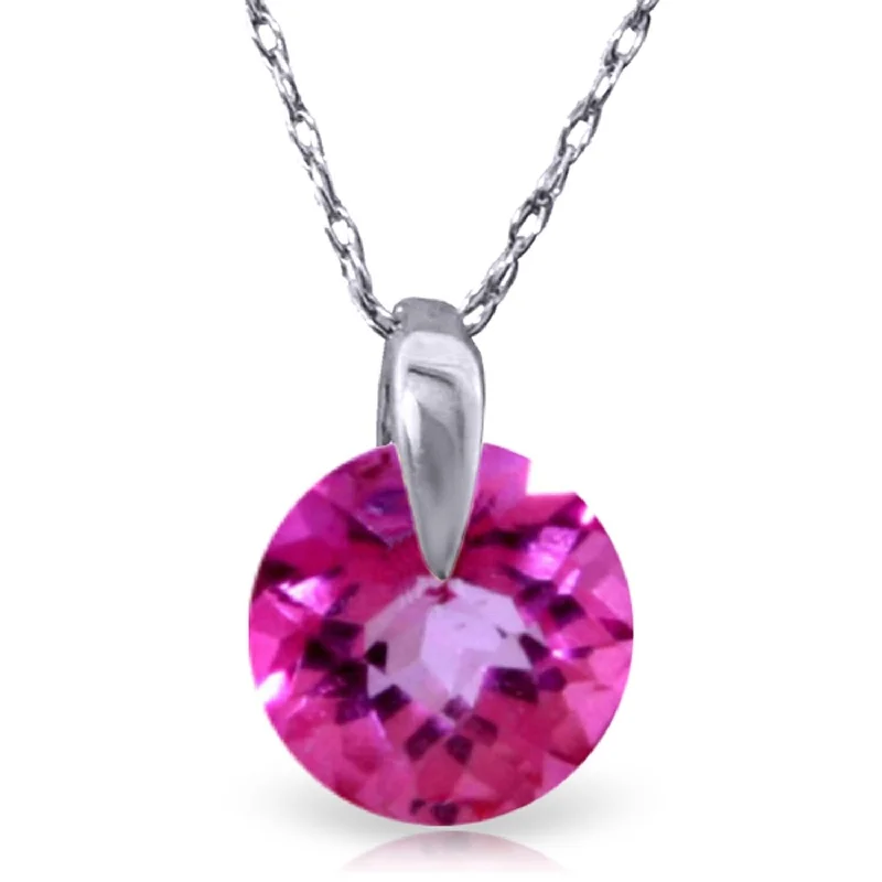 Thin-line necklaces-1 CTW 14K Solid White Gold Admitting How Pink Topaz Necklace