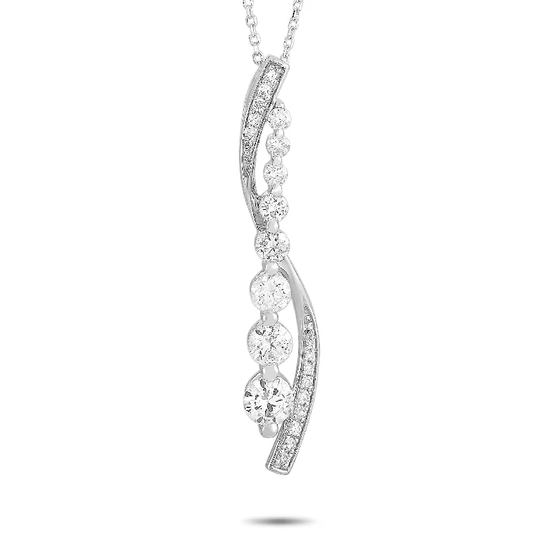 Curved gem necklaces-White Gold 1.0ct Diamond Necklace APD-15749 Length N/A