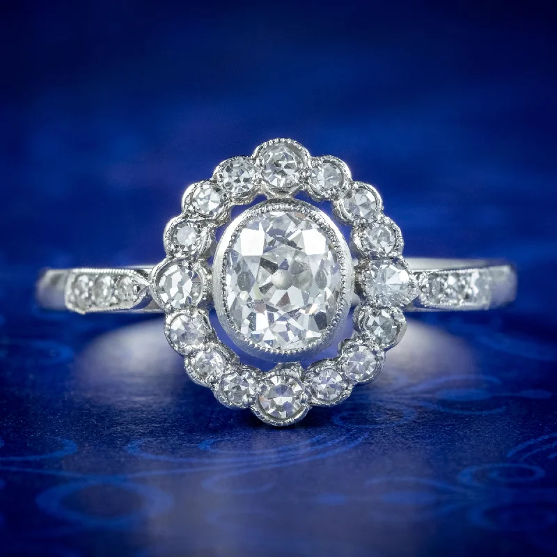 Vintage flair rings-Edwardian Style Diamond Cluster Ring 1.80ct Of Diamond