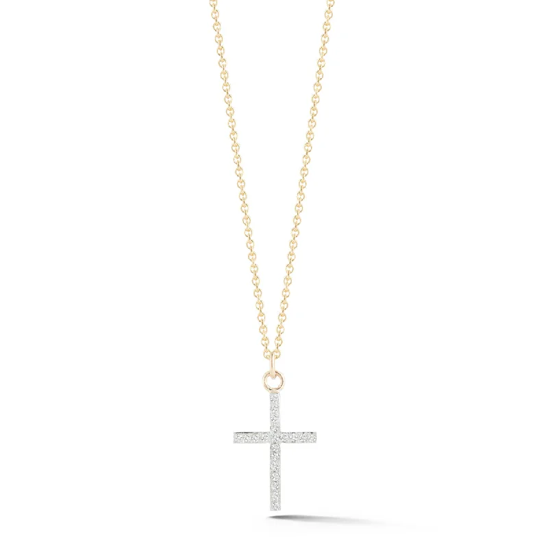 Topaz necklaces-14kt Gold Small Diamond Cross Necklace