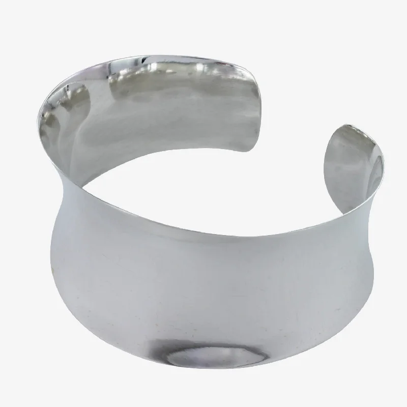 Solid stone bangles-Sterling Silver Reflection Cuff