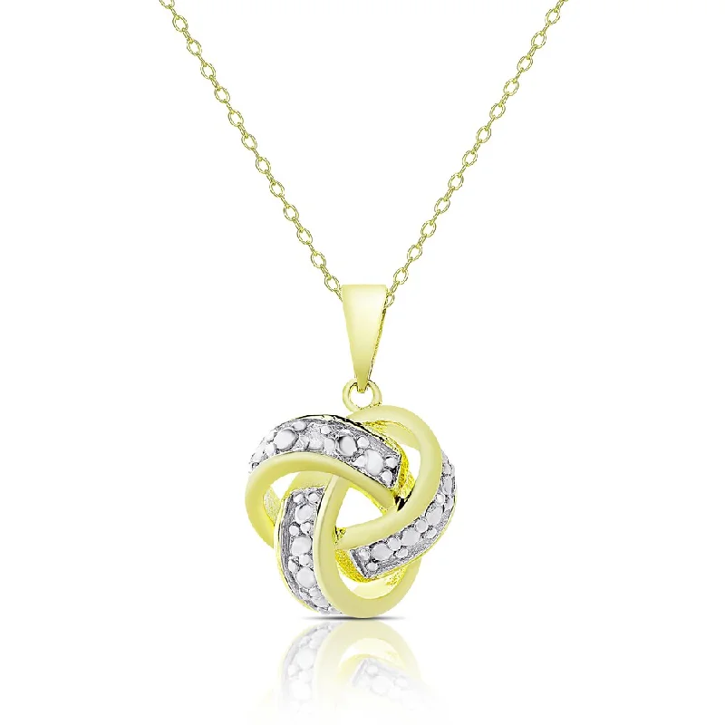 Low bar necklaces-Finesque Gold Over Sterling Silver Diamond Accent Love Knot Necklace