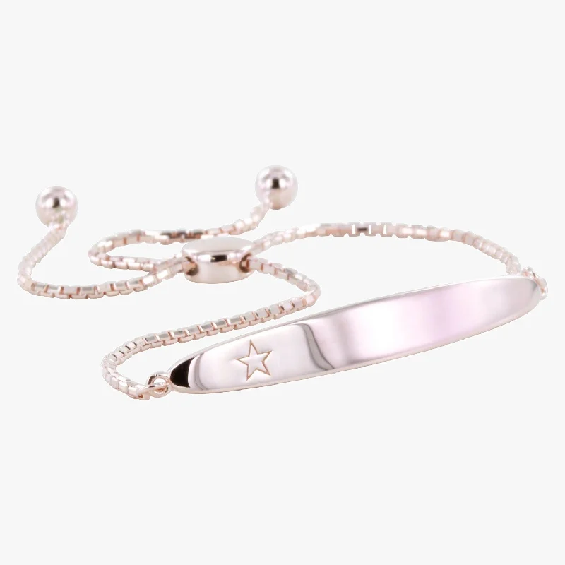 Ruby bead bangles-Children's Star Engraved Slider Bracelet