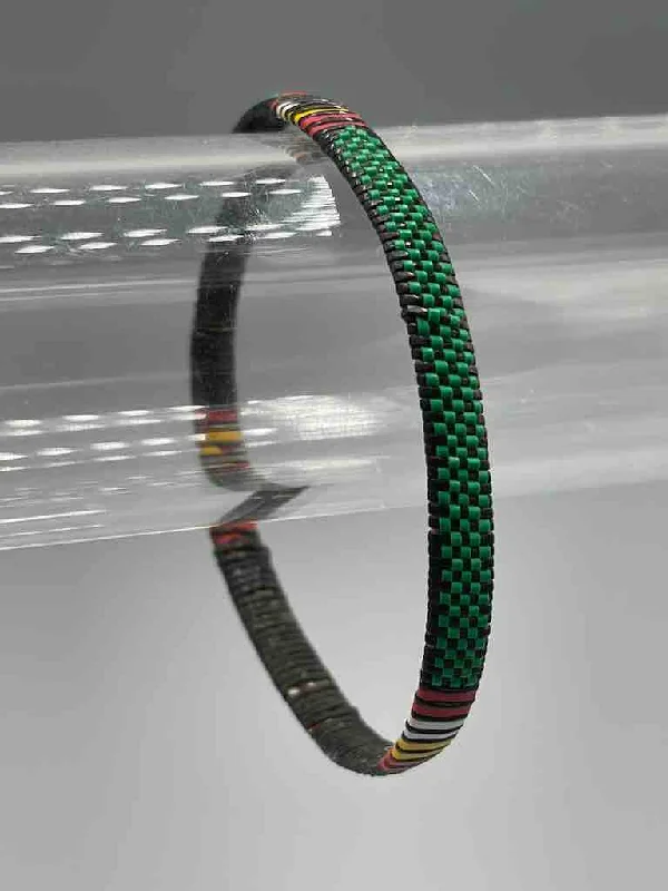 Java tile bangles-Narrow Finest Design Recycled Plastic Bracelet - Green