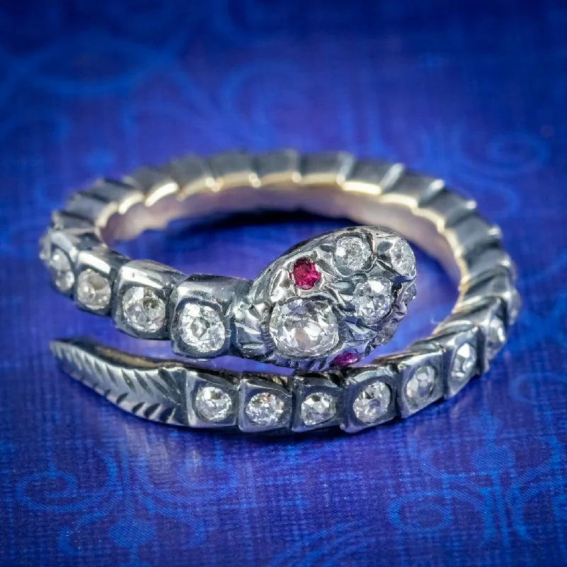 Tiered design rings-Georgian Style Diamond Snake Eternity Ring