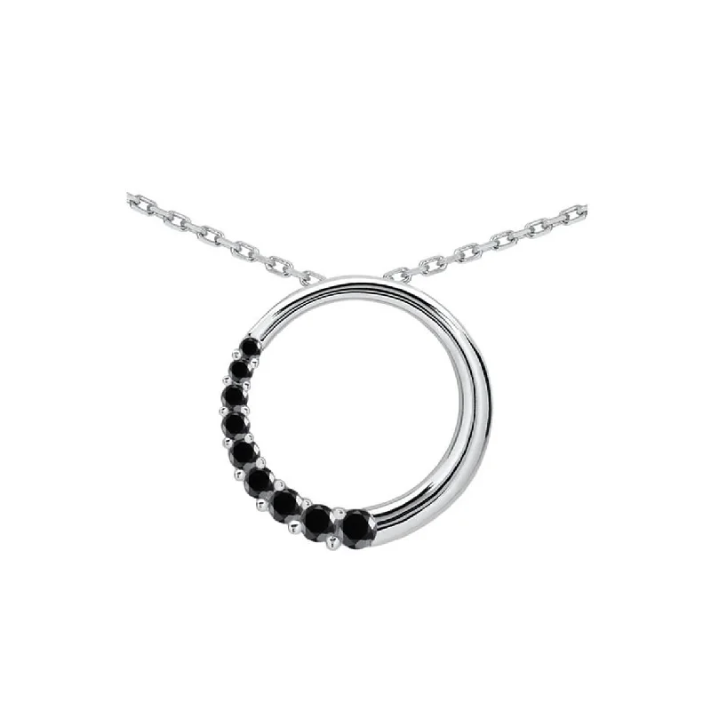 Thai style necklaces-Marquee 10k White Gold 1/4ct TDW Black Diamond Journey Circle Necklace