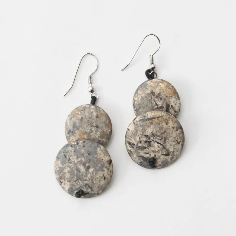 Half moon earrings-Speckled Grey Amelie Earrings