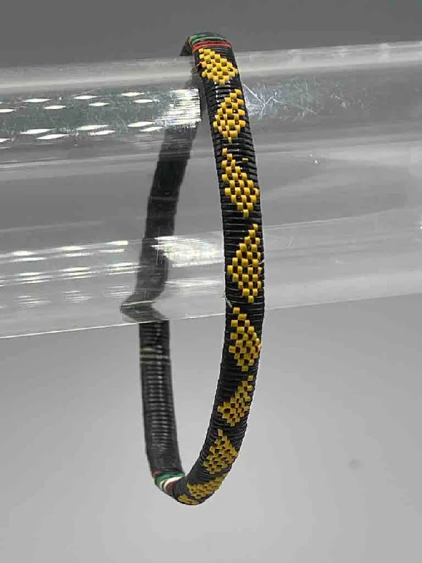 Tide shape bangles-Narrow Finest Design Recycled Plastic Bracelet - Yellow