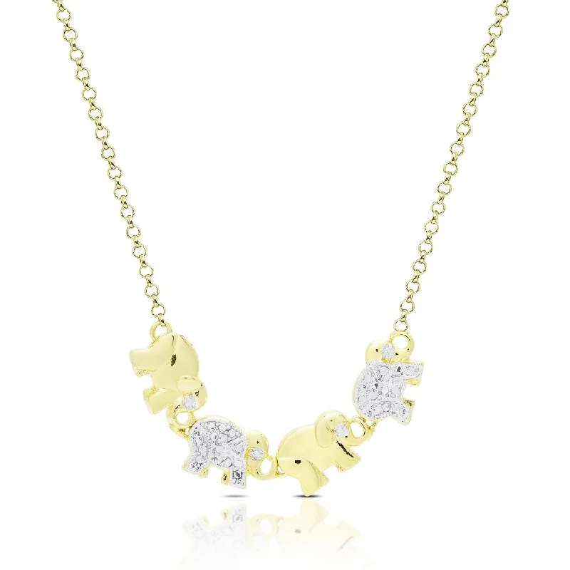 Radiant pearl necklaces-Finesque Gold Overlay Diamond Accent Elephant Design Necklace