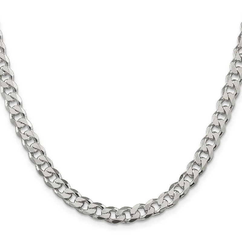 Cosmic glow necklaces-Curata 925 Sterling Silver 7mm Pave Curb Chain Necklace for Men