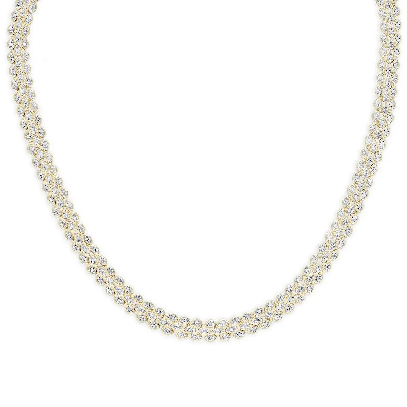 Tight clasp necklaces-Finesque Gold Or Silver Overlay 1/10 ct TDW Diamond Three Row Necklace