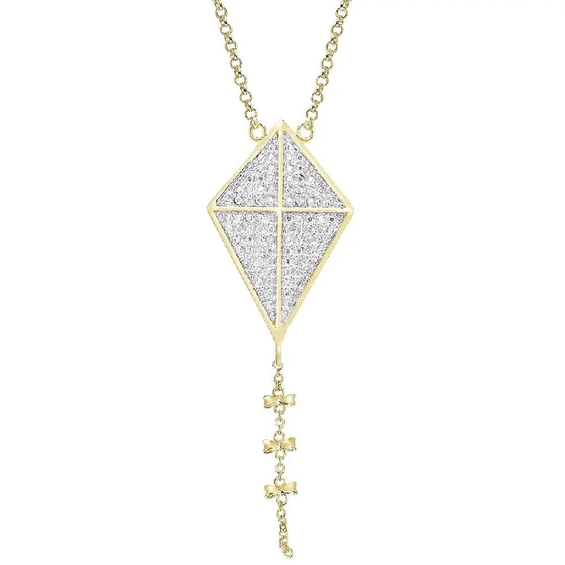 Vibrant enamel necklaces-Finesque Gold Overlay Diamond Accent Kite Design Necklace