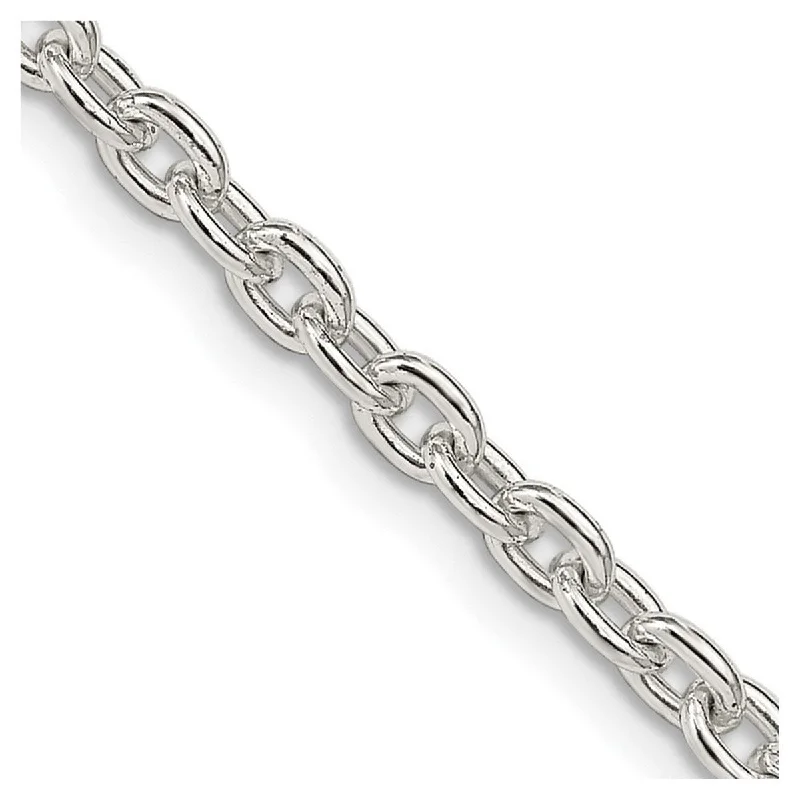 Flat knot necklaces-Curata 925 Sterling Silver 3.5mm Cable Chain Necklace Options: 16 18 20 22 24 30