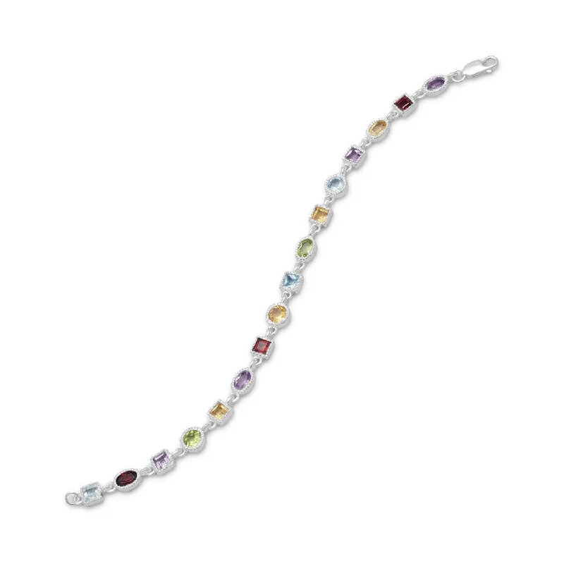 Quartz gem bangles-7" Single Link Multistone Bracelet