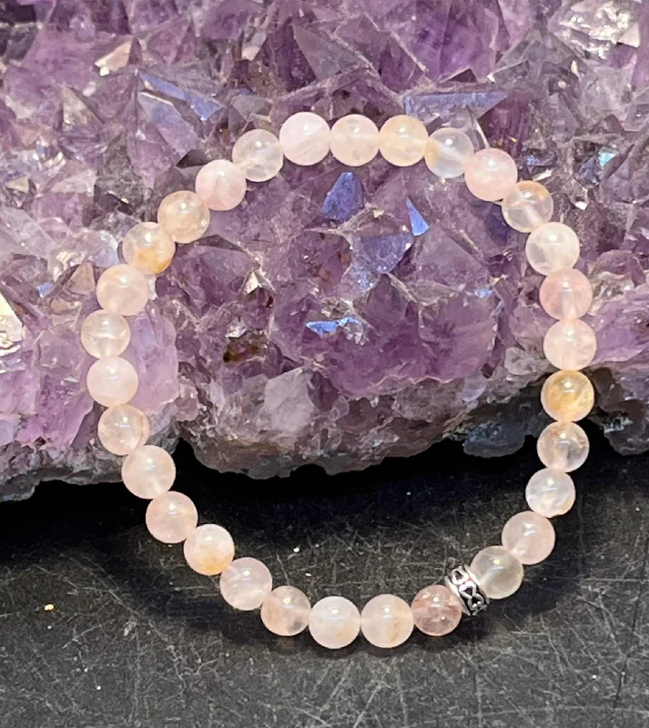 Spinel stone bangles-Rose Quartz 6mm Stretchy Bracelet