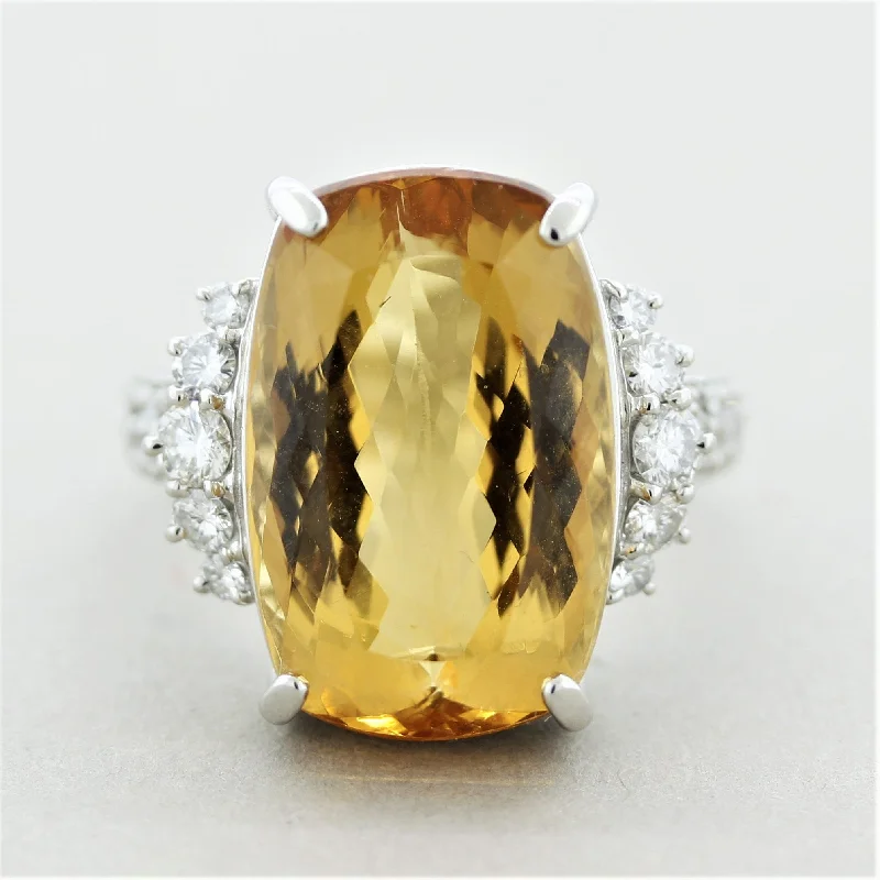 Subtle filigree rings-Fine Imperial Topaz Diamond Platinum Cocktail Ring