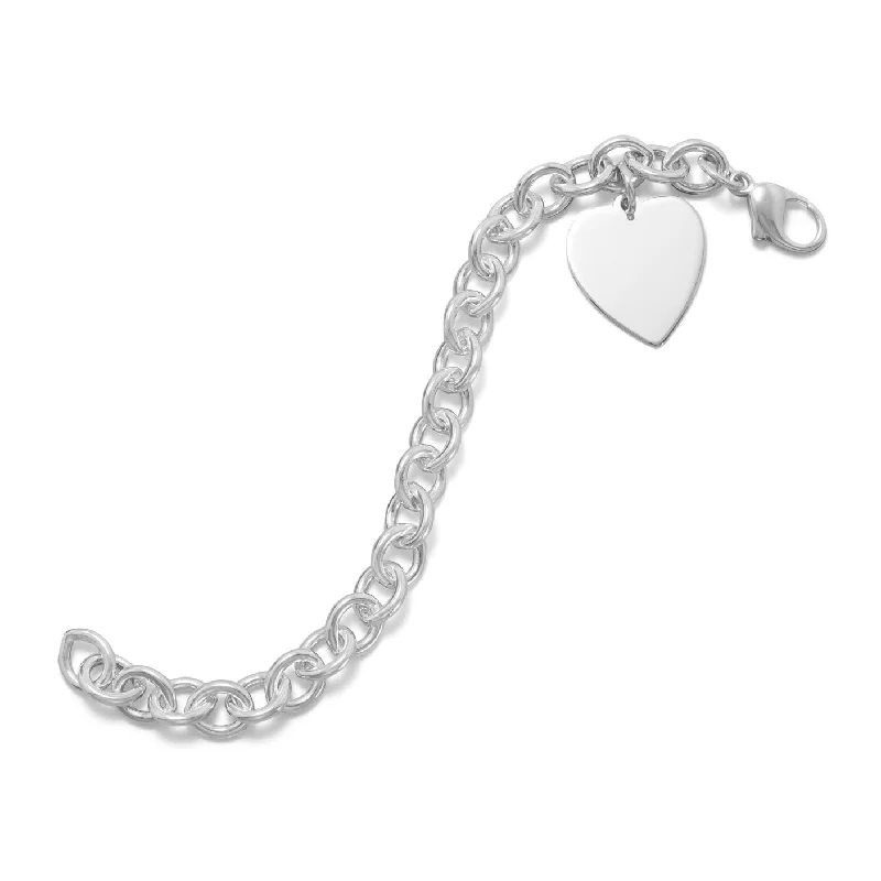 Light bead bangles-7.5" Cable Bracelet with 21mm Heart