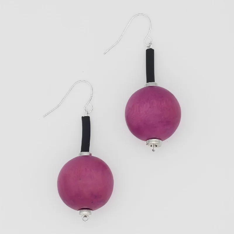 Two-tone earrings-Magenta Ball Drop Earring