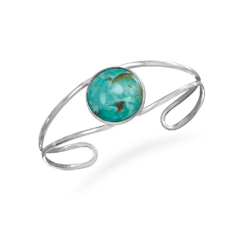 Retro charm bangles-Open Band Cuff with Turquoise