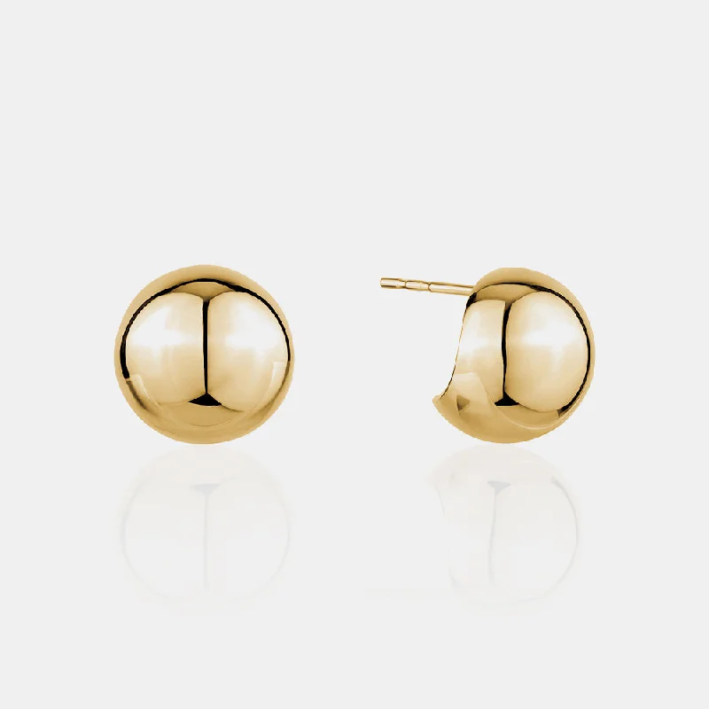 Lunar glow earrings-Solid Gold Dome Earrings