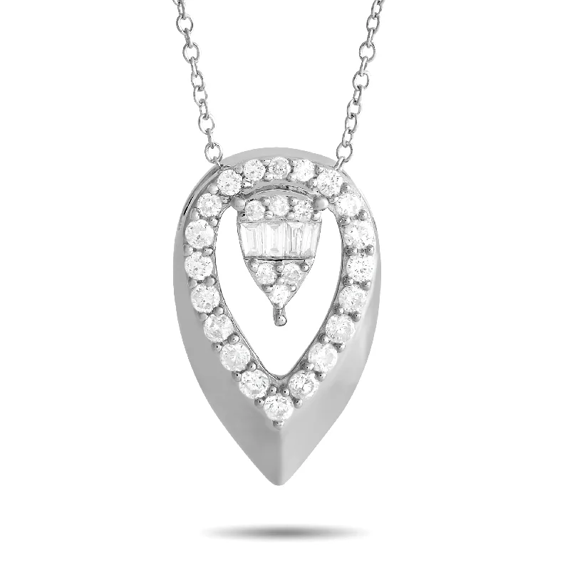 Polished bead necklaces-White Gold 0.30ct Diamond Teardrop Necklace PN15406-W Length 15 Inch