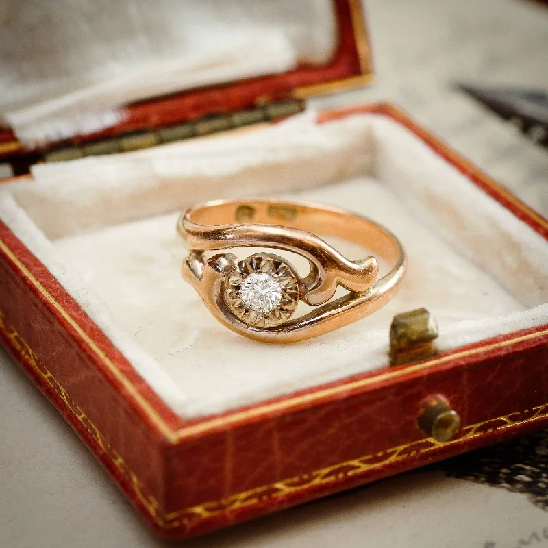 Stone cluster rings-Especially Pretty Vintage Gold Twist Diamond Ring