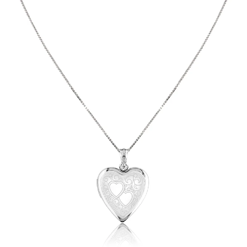 Nine-strand necklaces-Sterling silver heart locket necklace