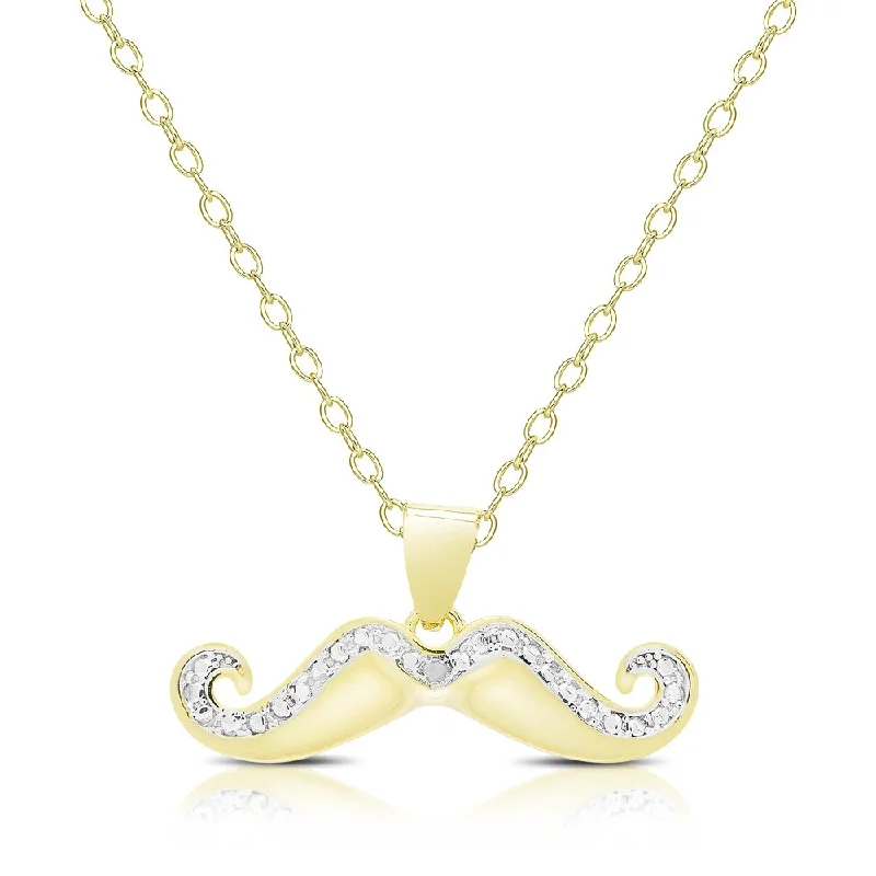 Smooth pendant necklaces-Finesque Gold Overlay Diamond Accent Mustache Necklace