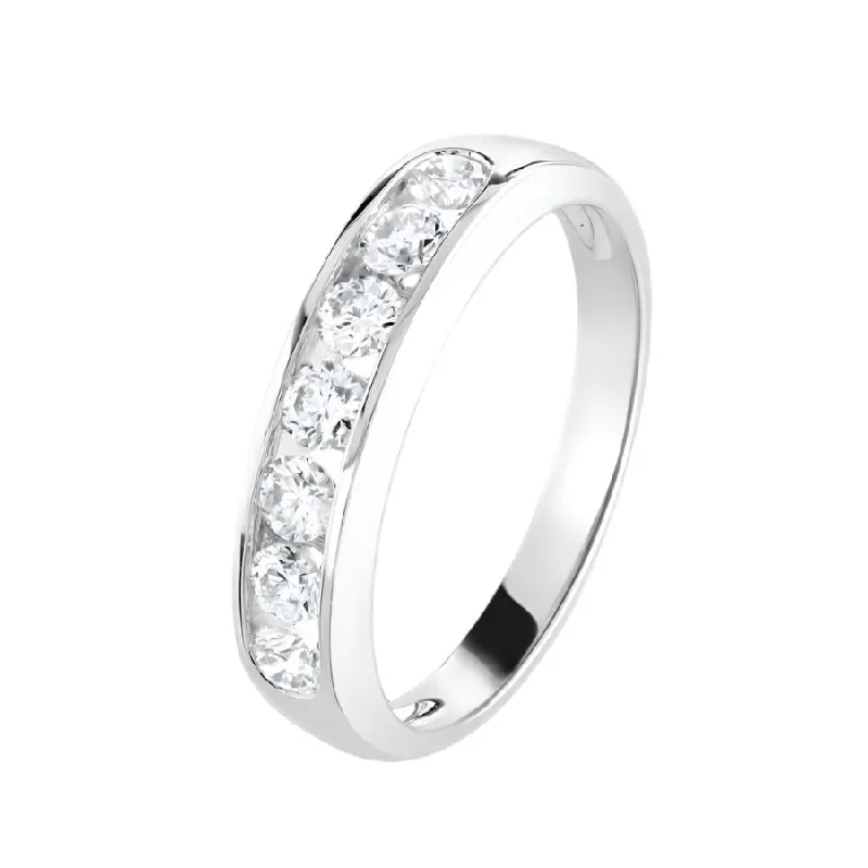 Sleek modern engagement rings-0.50ct Round Brilliant Cut Diamond Channel Set 18ct White Gold Half Eternity Ring