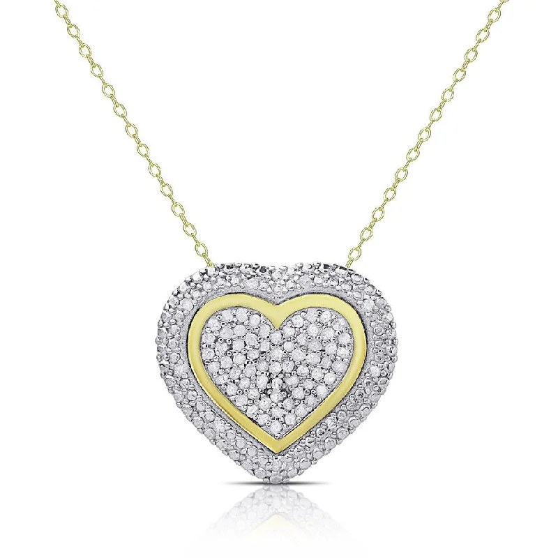 Old photo necklaces-Finesque Gold over Sterling Silver 1/2ct TDW Diamond Heart Necklace