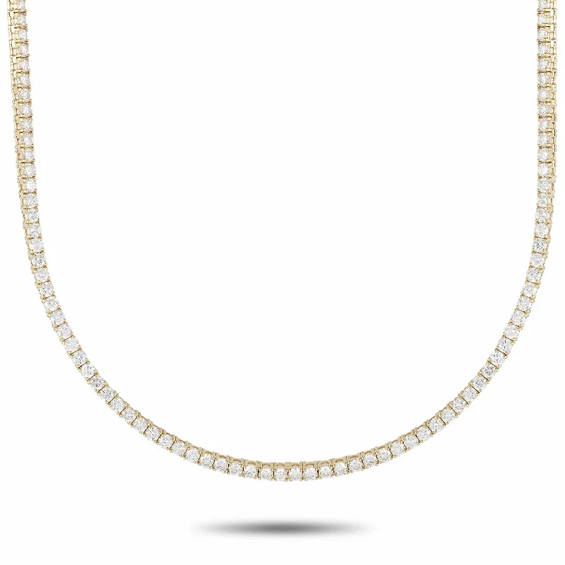 Elastic thread necklaces-Yellow Gold 12.98ct Lab-Grown Diamond Tennis Necklace MF07-100924 Length 24 Inch