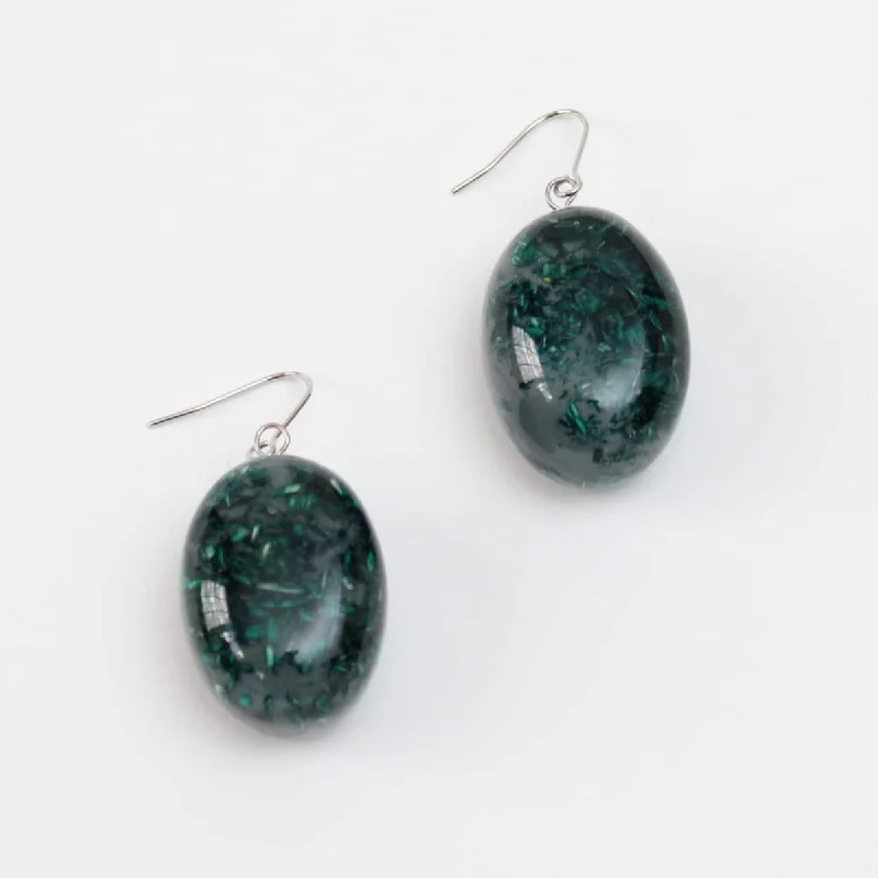 Polished disc earrings-Green Speckled Oval Thea Earring