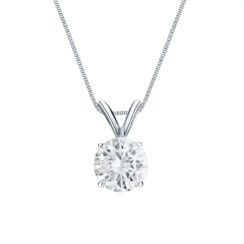 Sleek cross necklaces-Auriya 18K Gold Solitaire Diamond Pendant Necklace | Customizable 0.50–1.25ct Round Diamond in White or Yellow Gold