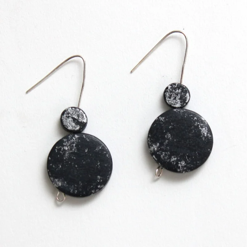 Half moon earrings-Silver Speckled Calla Earring