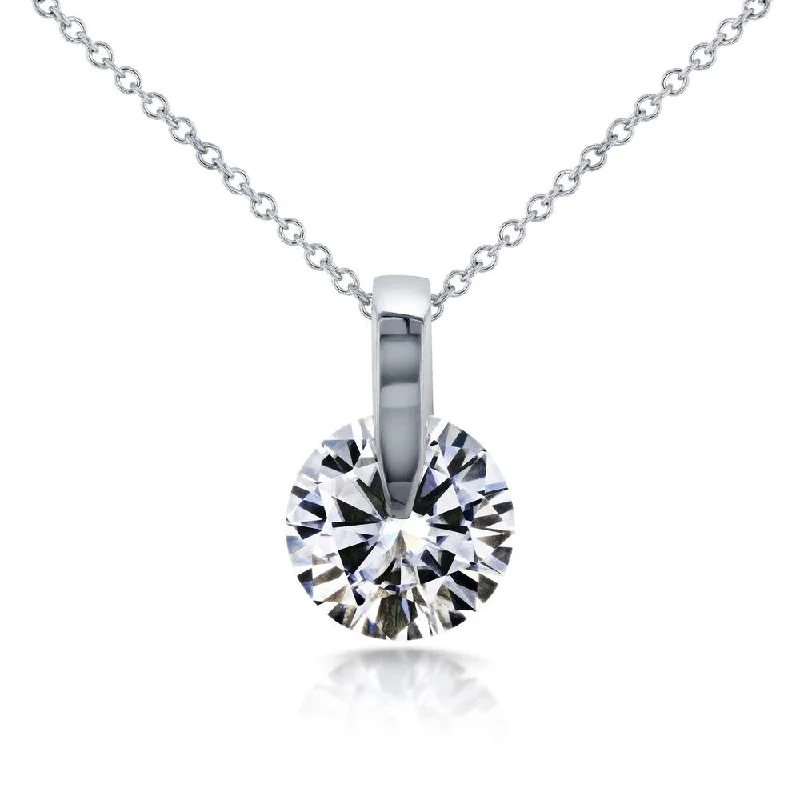 Twine braid necklaces-Annello by Kobelli 14k White Gold 1ct Round Moissanite Solitaire Necklace (GH/VS)