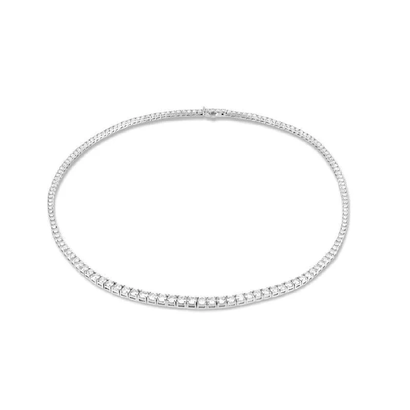 Light accent engagement rings-18ct White Gold Round Brilliant Cut Diamond Set Riviere Necklet