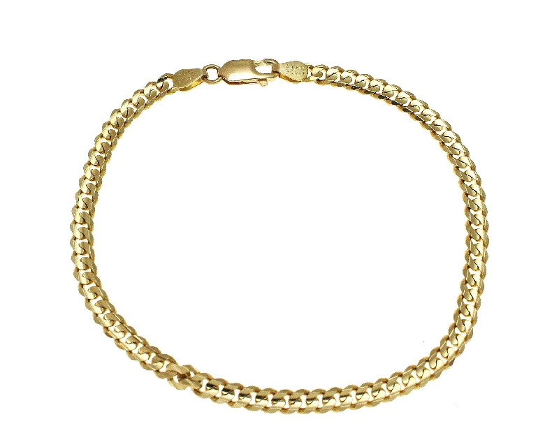 Sleek form bangles-SOLID 14K YELLOW GOLD MADE IN ITALY CUBAN CURB LINK BRACELET 8 INCH 4MM