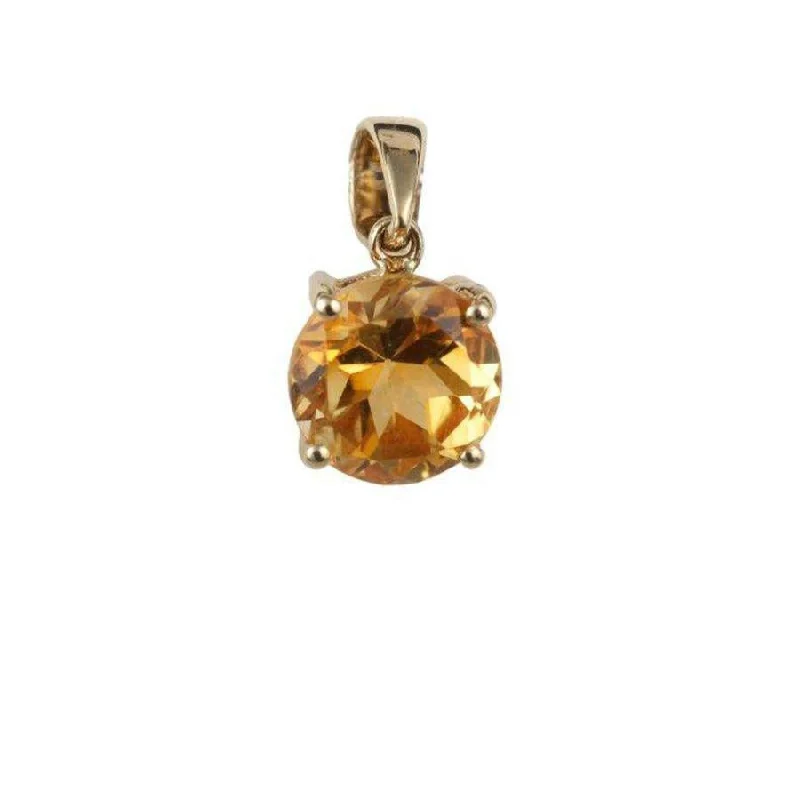 Astro theme engagement rings-18ct Yellow Gold Round Cut Citrine Claw Set Pendant & Chain