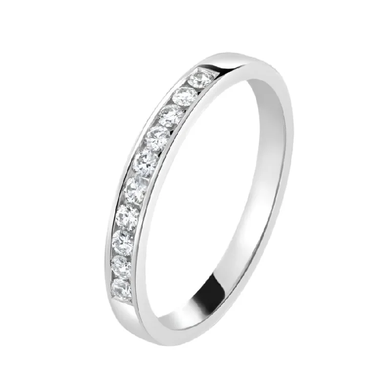 Fiber edge engagement rings-0.20ct 10-Round Brilliant Cut Diamond Channel Set 18ct White Gold Eternity Band