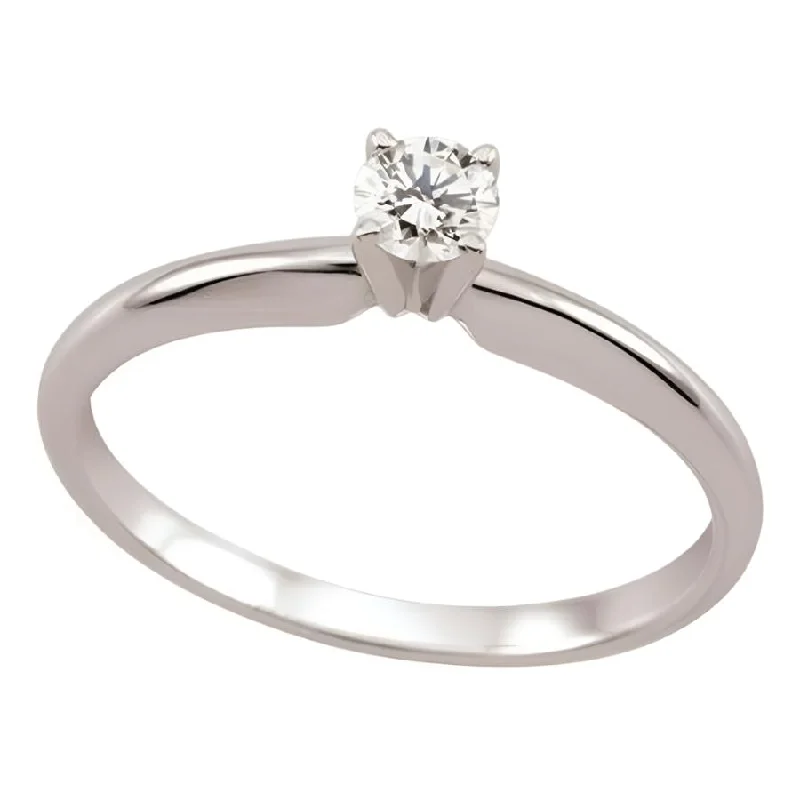 Oval marquise engagement rings-0.10ct Round Brilliant Cut Diamond Solitaire 18ct White Gold Ring