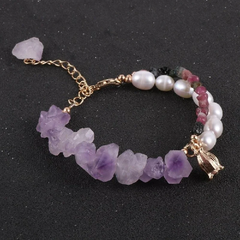 Citrine gem bangles-Amethyst Crystal Bracelet Fusion