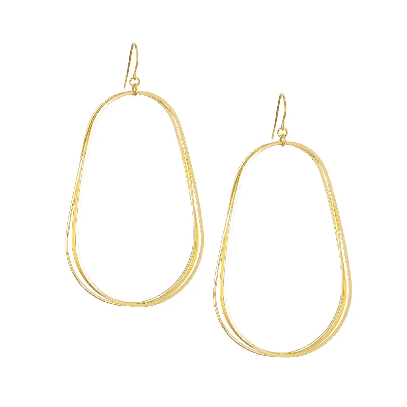 Bold druzy earrings-gold plated thin multi oval drop earring