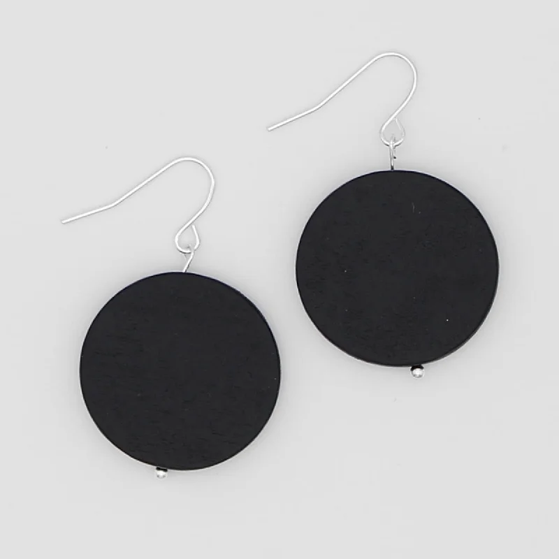 Sleek hoop earrings-Black Dot Rosie Earrings