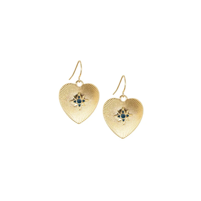 Flat gem earrings-etched heart earring