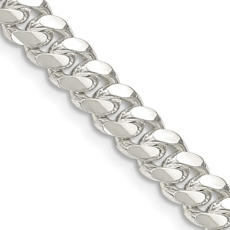 Reef knot necklaces-Curata 925 Sterling Silver 6.4mm Domed Curb Chain Necklace for Men