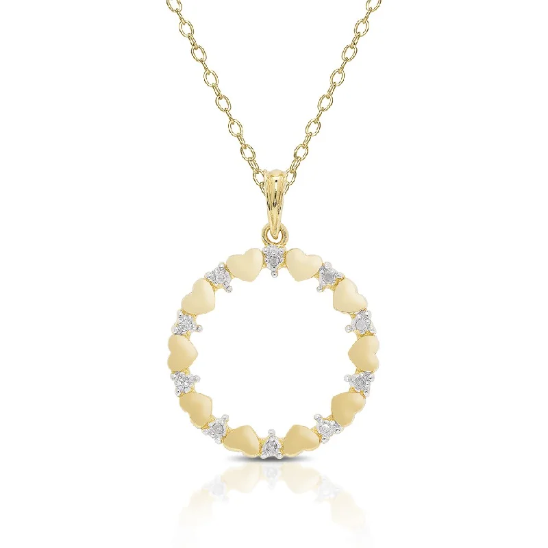 Tribal medallion necklaces-Finesque Gold Over Sterling Silver Diamond Accent Circle Necklace