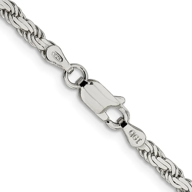 Worn style necklaces-Curata 925 Sterling Silver 3.10mm Flat Rope Chain Necklace