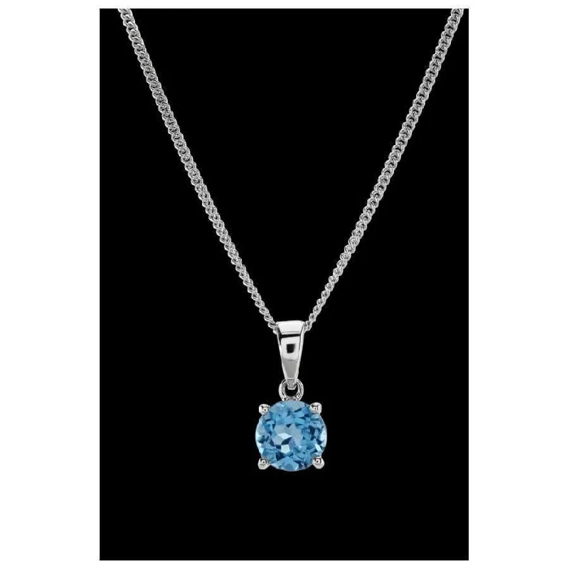 Owl motif engagement rings-18ct White Gold Rnd Blue Topaz Pendant No-Chain