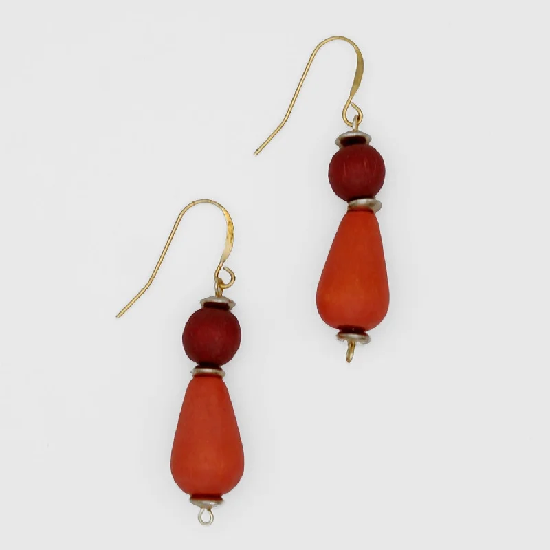 Wide hoop earrings-Orange Geometric Dangle Statement Earring