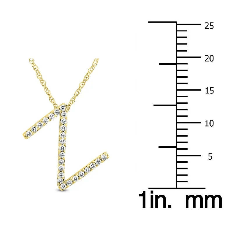 Spring clasp necklaces-Marquee 1/6 Carat TW Z Initial Diamond Pendant Necklace in 10K Yellow Gold with Adjustable Chain